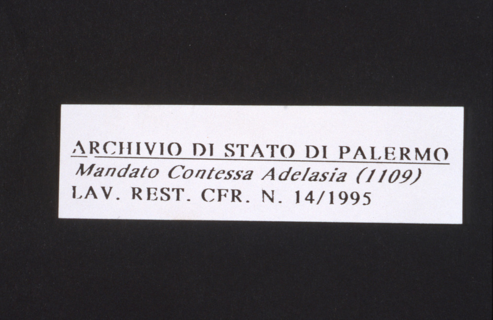 Mandato di Adelasia. Palermo, Archivio di Stato - Prima del restauro
dia_05230
Keywords: AS Palermo,Rest.14/1995