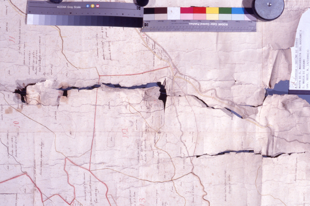 Mappa catastale. Gubbio, Sezione di Archivio di Stato - Prima del restauro
dia_02379
Keywords: SAS Gubbio,Rest.14.03/1990,Rest.01.03/1991