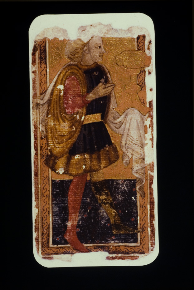 Tarocchi di Alessandro Sforza. Catania, Museo civico di Castello Ursino
icpal_09530
Keywords: 1157/1987, Catania M Castello Ursino Tarocchi A. Sforza, Carte da gioco, Catania M Castello Ursino