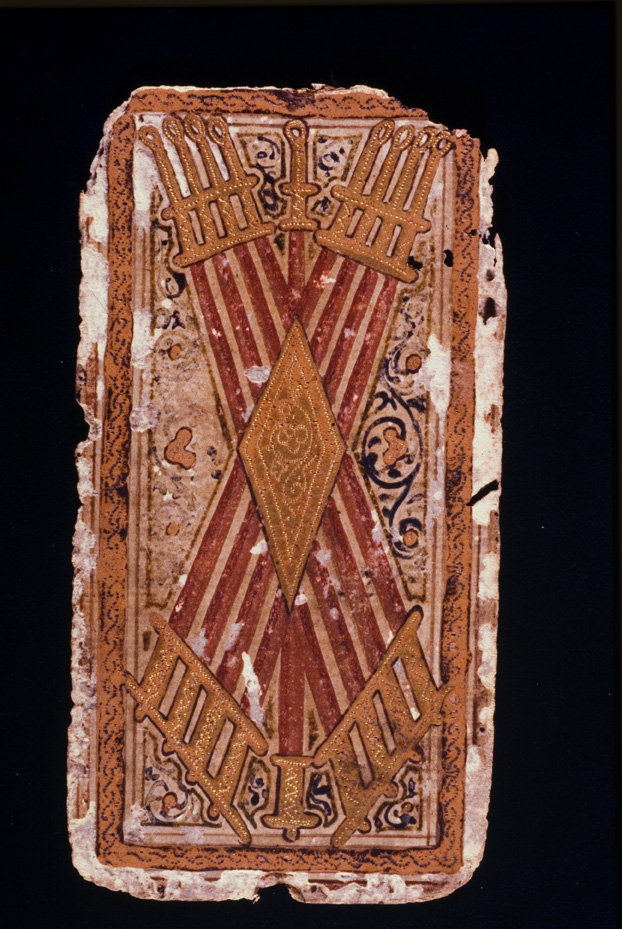 Tarocchi di Alessandro Sforza. Catania, Museo civico di Castello Ursino
icpal_09535
Keywords: 1157/1987, Catania M Castello Ursino Tarocchi A. Sforza, Carte da gioco, Catania M Castello Ursino