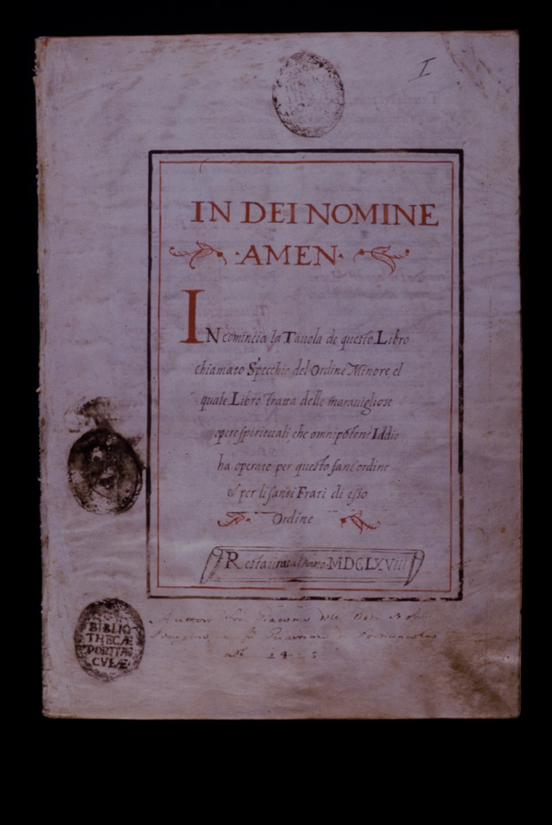 Assisi, Biblioteca Porziuncola, Ms. 3 - La Franceschina
icpal_16160
Keywords: 1195/1988, 1195.1/1988, B Porziuncola Ms. 3 - La Franceschina, B Porziuncola