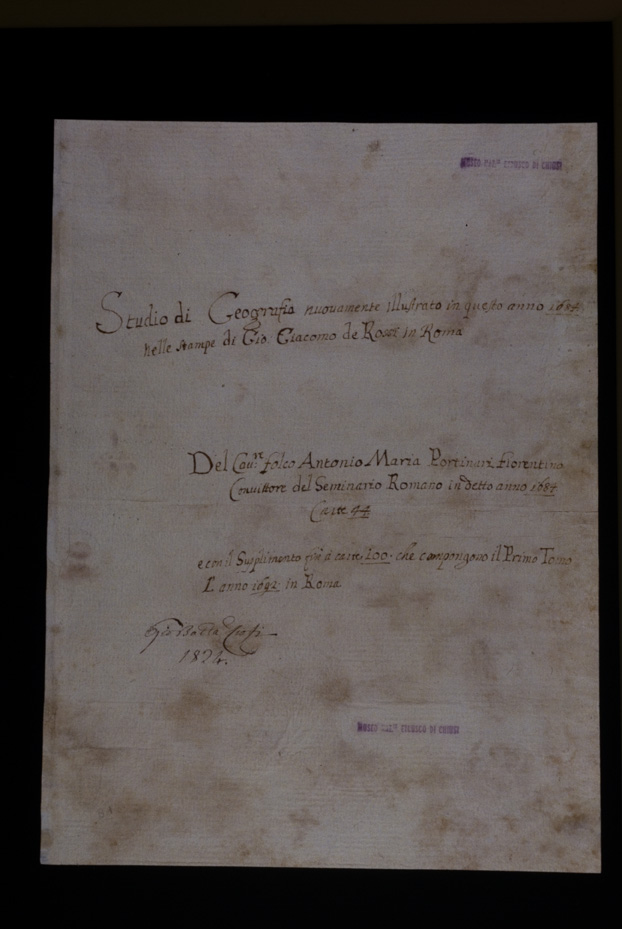 Atlante con tavole geografiche [edizione del 17.-18. sec.]. Chiusi, Museo Archeologico Nazionale
icpal_23108
Keywords: 1425/1993, Chiusi M Archeologico Naz. Atlante geografico [ed. 17.-18. sec.], Chiusi M Archeologico Naz.