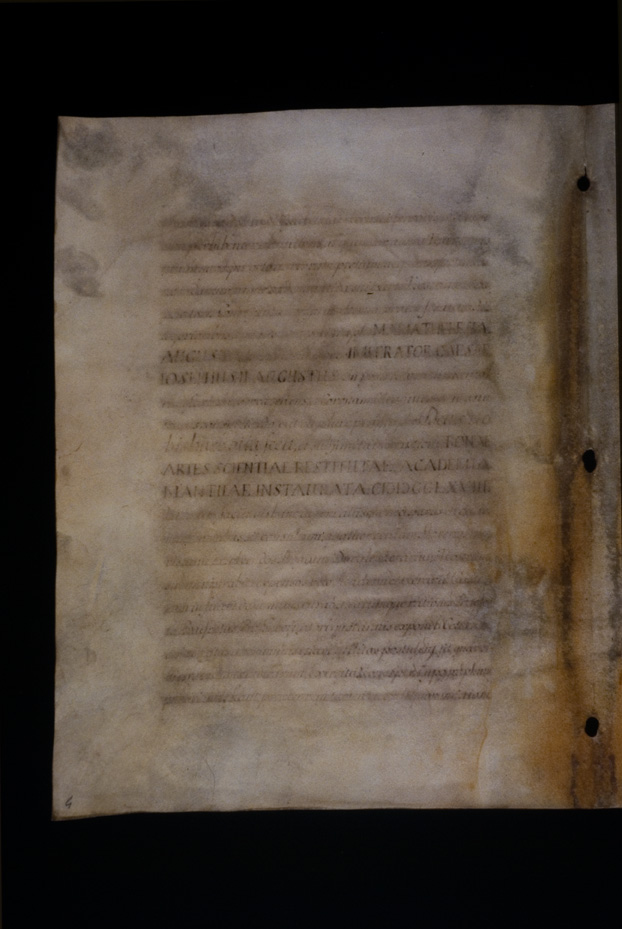 Editto con sigillo di Maria Teresa d'Austria, 1768. Mantova, Biblioteca dell'Accademia nazionale virgiliana
icpal_23553
Keywords: 1547/1996, Acc. Naz. Virgiliana Editto M. Teresa d'Austria con sigillo 1768, Acc. Naz. Virgiliana