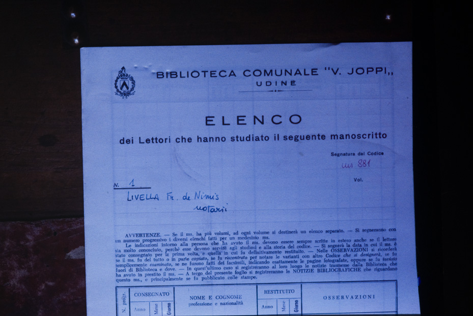 Udine, Biblioteca Civica Vincenzo Joppi, Ms. 881
icpal_13386
Keywords: Joppi Ms. 881, Joppi