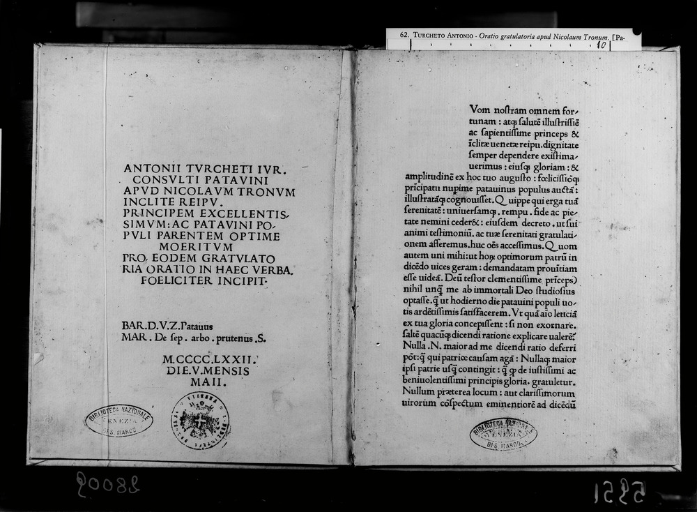 Venezia, Biblioteca Nazionale Marciana, Inc. 842 - IGI 9857
doc_05951
Keywords: BNM Inc. 842, IGI 9857, Incunaboli, BNM