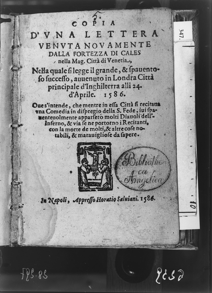 Landi, Copia d'una lettera, ed. Horatio Saluiani, 1586. Roma, Biblioteca Angelica
doc_06239
Keywords: Angelica ed. Horatio Saluiani 1586, Angelica