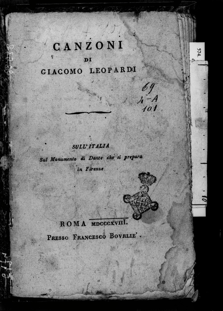 Roma, Biblioteca Nazionale Centrale, 69. 4.A.101
doc_06474
Keywords: BNCR 69. 4.A.101, BNCR