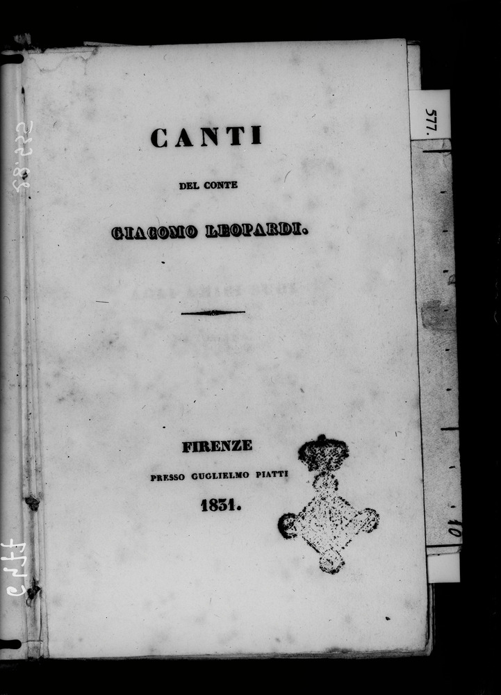 Roma, Biblioteca Nazionale Centrale, 69. 1.F.40
doc_06477
Keywords: BNCR 69. 1.F.40, BNCR
