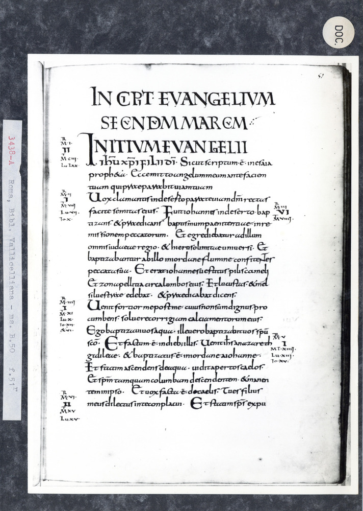 Roma, Biblioteca Vallicelliana, Ms. B.50
doc_03438
Keywords: Vallicelliana Ms. B.50, 10. sec., Vallicelliana