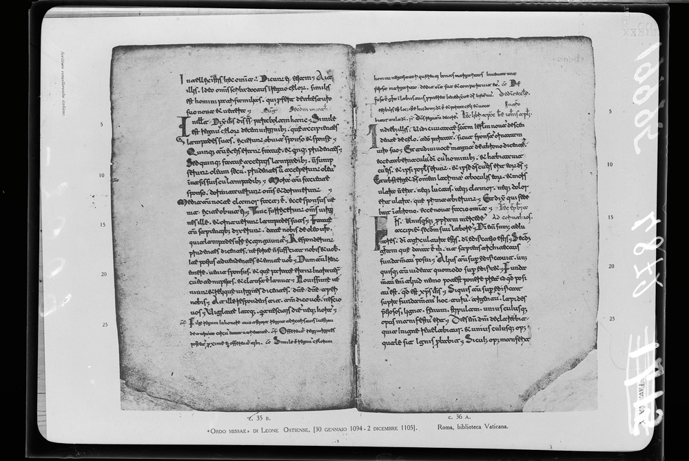 Tavola per esercitazioni di paleografia - Città del Vaticano, BAV, Ms. Ordo Missae di Leone Ostiense - Riproduzione
doc_04872
Keywords: BAV Ms. Ordo Missae, BAV