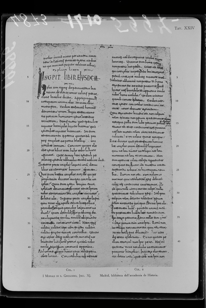 Tavola per esercitazioni di paleografia - Madrid, Biblioteca dell'Accademia de Historia, Moralia di S. Gregorio
doc_04873
Keywords: Madrid B Acc. de Historia Moralia di S. Gregorio,Madrid B Acc. de Historia