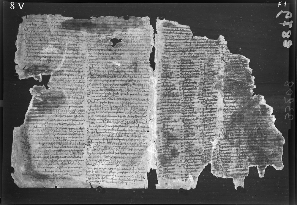 Napoli, Biblioteca Nazionale Vittorio Emanuele 3., Ms. IV.A.8
doc_08879
Keywords: BNN Ms. IV.A.8, Fasc.407/1969, Palinsesti, Fotografie UV, 6. sec., 8. sec., BNN