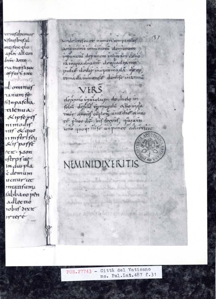 Città del Vaticano, Biblioteca Apostolica Vaticana, Pal. lat. 487
pos_27743
Keywords: BAV Pal. lat. 487, 9. sec., BAV