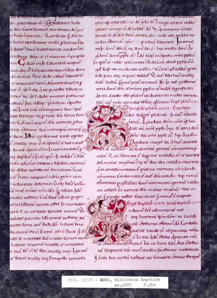 Roma, Biblioteca Angelica, Ms. 1087
pos_31727
Keywords: Angelica Ms. 1087, Decorazioni zoomorfe, Angelica
