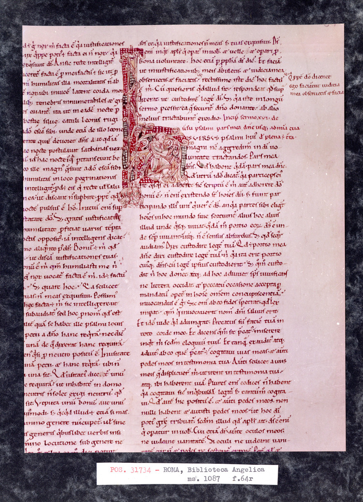 Roma, Biblioteca Angelica, Ms. 1087
pos_31734
Keywords: Angelica Ms. 1087, Decorazioni antropomorfe, Angelica