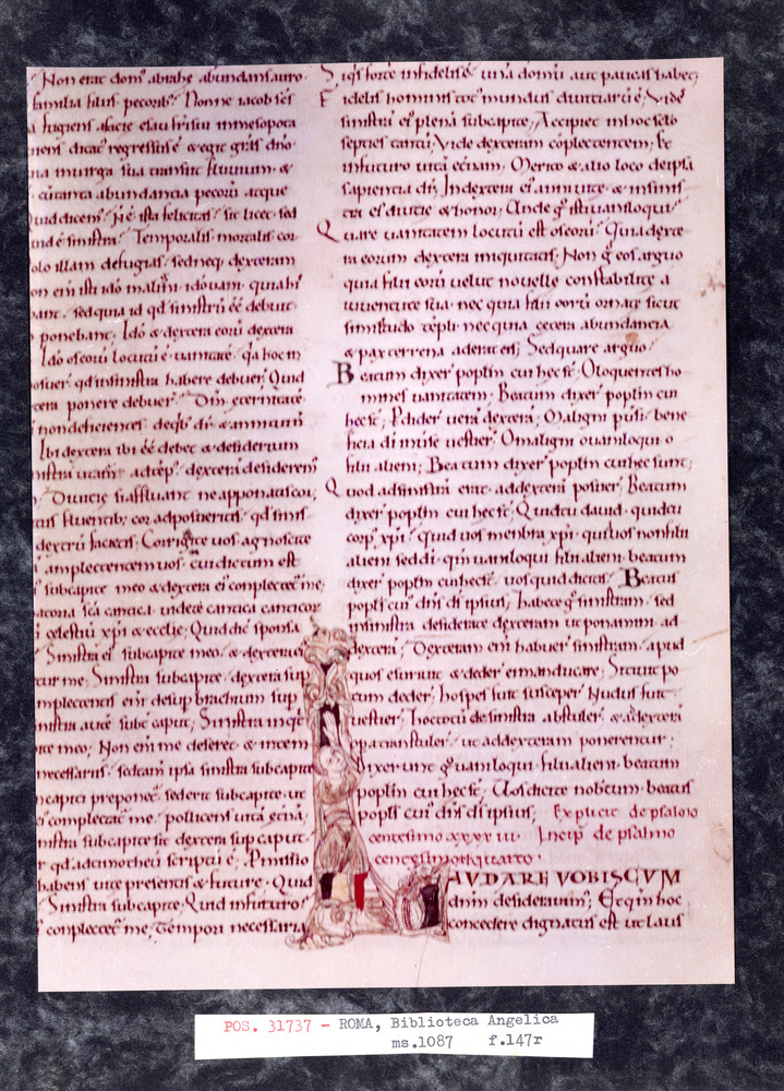 Roma, Biblioteca Angelica, Ms. 1087
pos_31737
Keywords: Angelica Ms. 1087, Decorazioni antropomorfe, Angelica