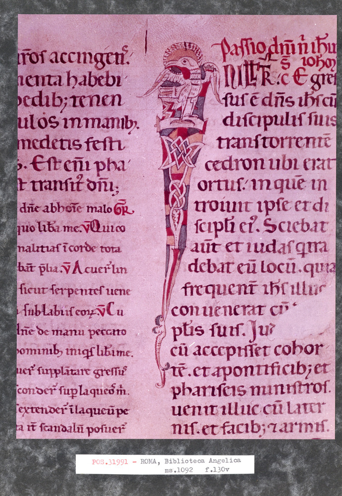 Roma, Biblioteca Angelica, Ms. 1092
pos_31991
Keywords: Angelica Ms. 1092, Decorazioni zoomorfe, 9. sec., Angelica