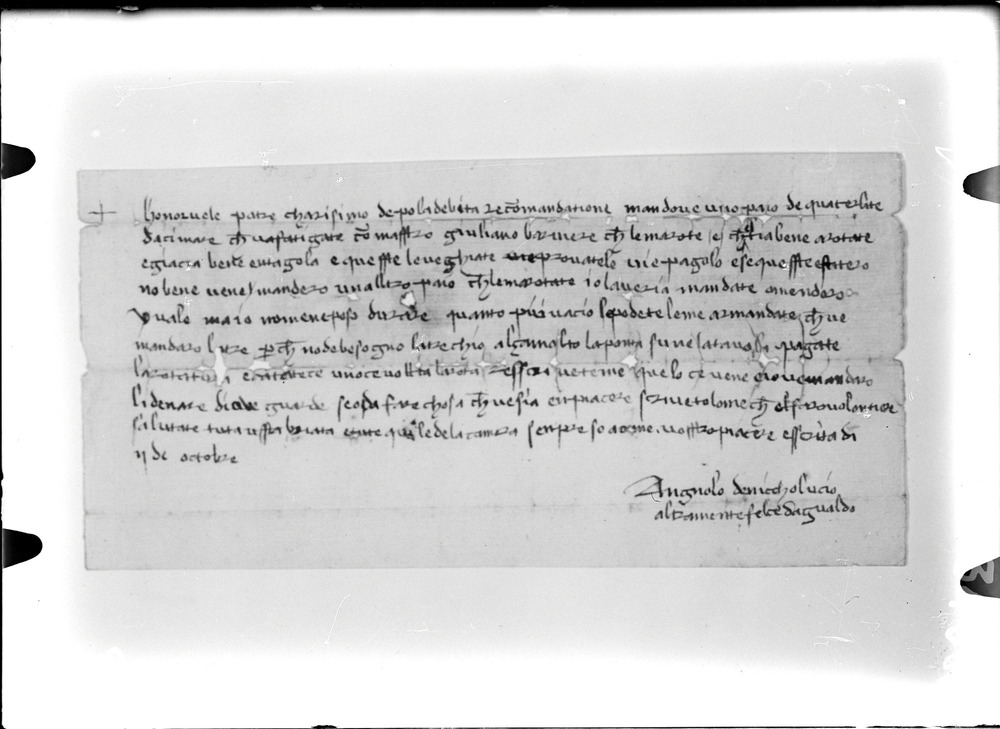 Lettera di cartaio fabrianese, 15. sec.
doc_00030_a
Keywords: Lettere cartai fabrianesi