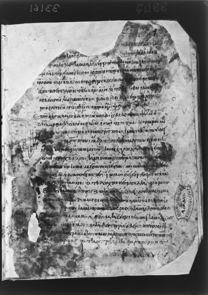 Grottaferrata, Biblioteca Statale del Monumento Nazionale, Ms. A.α [alpha].XIII (Crypt. Gr.323)
doc_08847
Keywords: Grottaferrata Abbazia Ms. A.α [alpha].XIII (Crypt. Gr.323), Palinsesti, Fotografie UV, Grottaferrata Abbazia