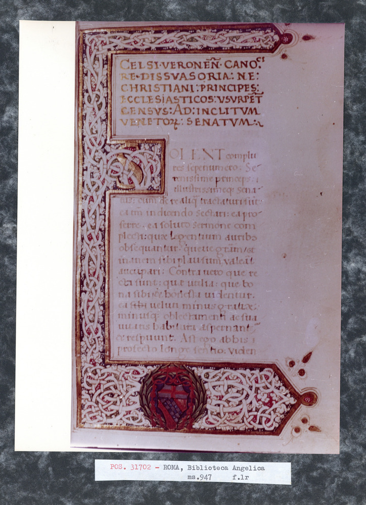 Roma, Biblioteca Angelica, Ms. 947
pos_31702
Keywords: Angelica Ms. 947, Stemmi, Angelica