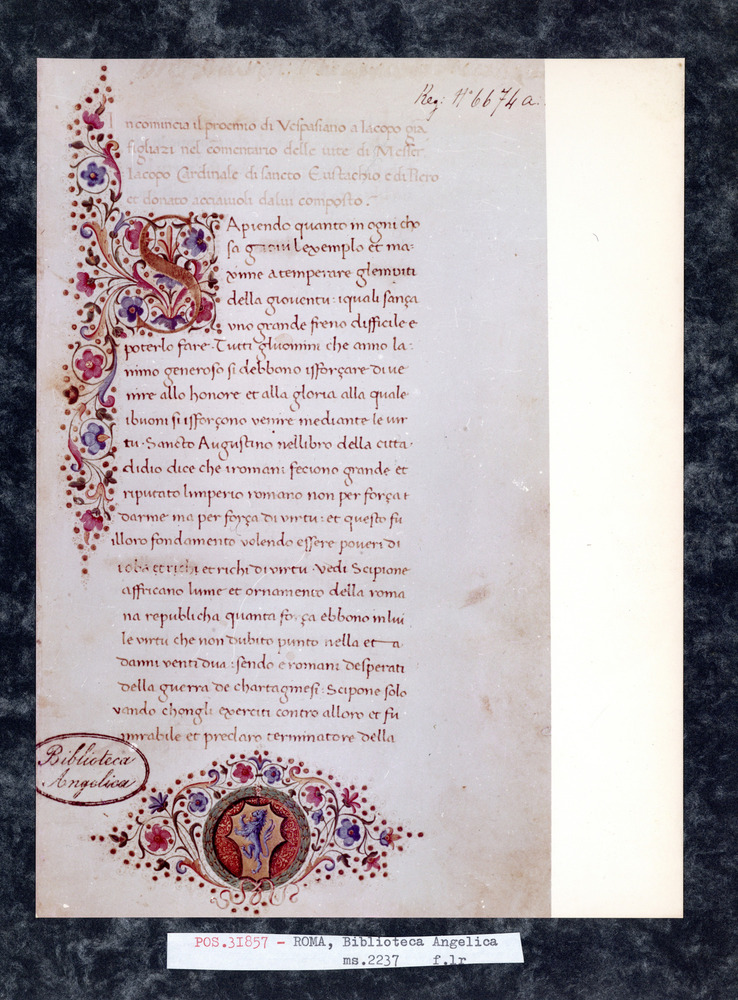 Roma, Biblioteca Angelica, Ms. 2237
pos_31857
Keywords: Angelica Ms. 2237, Stemmi, Angelica