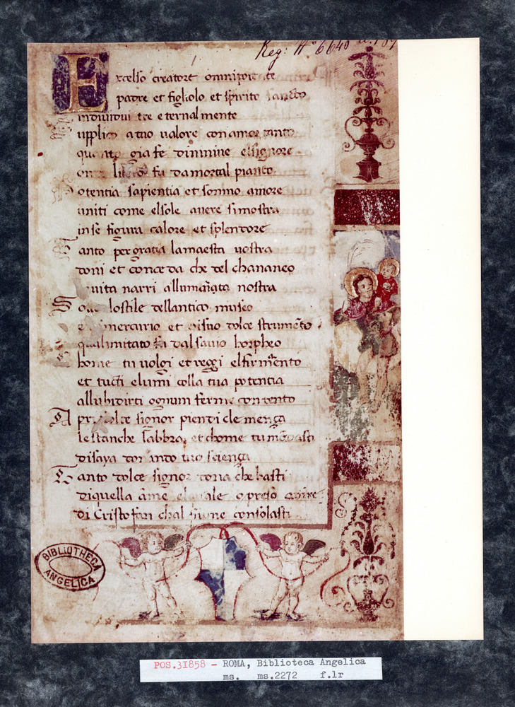 Roma, Biblioteca Angelica, Ms. 2272
pos_31858
Keywords: Angelica Ms. 2272, Angelica